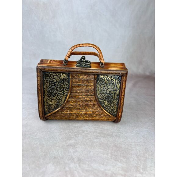 Vintage Wooden and Metal Purse Mod 1960s 1970s Handbag - Picture 2 of 9